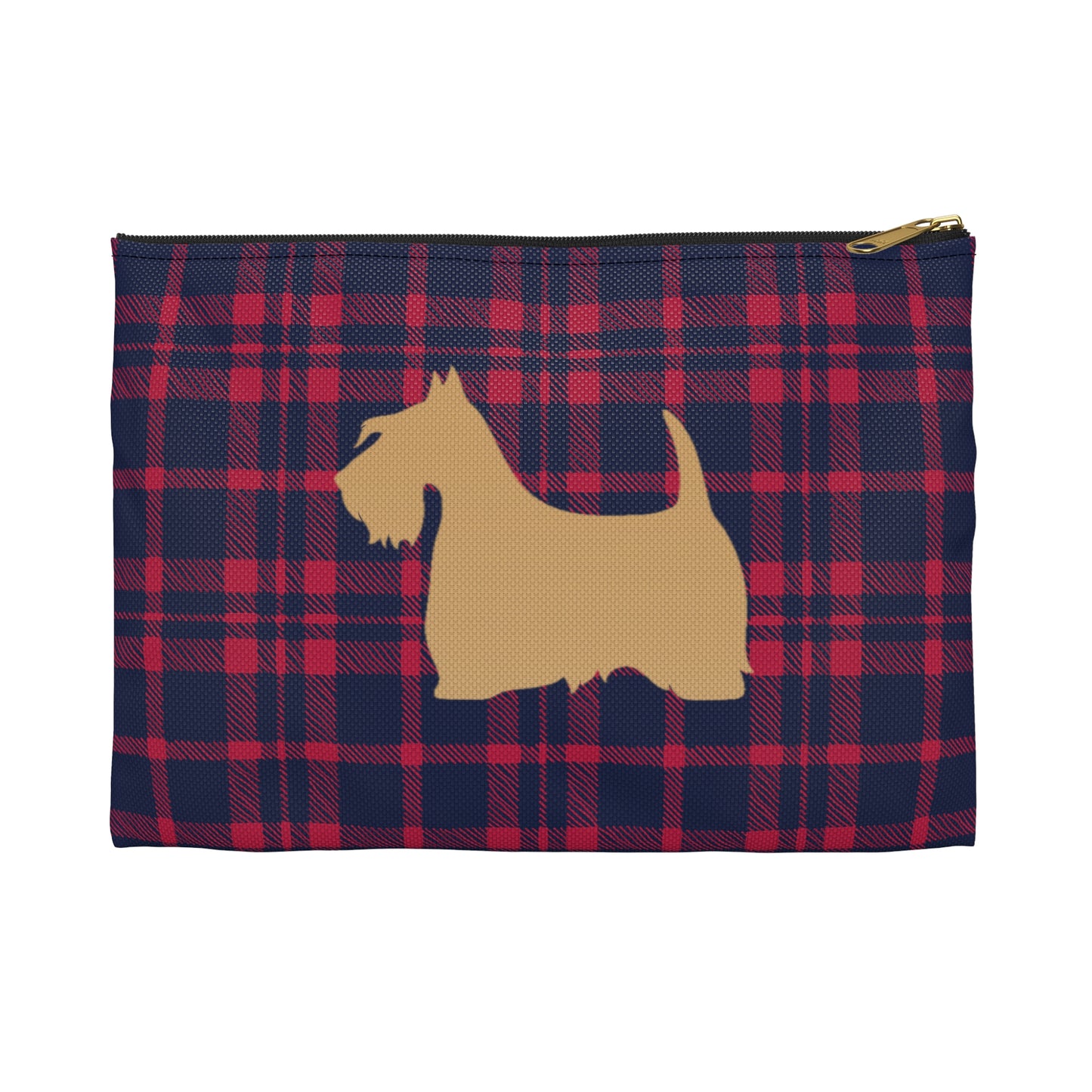 Scottish Terrier Accessory Pouch, Pet Lover Gift, Dog Travel Bag, Stylish Makeup Case, Plaid Organizer