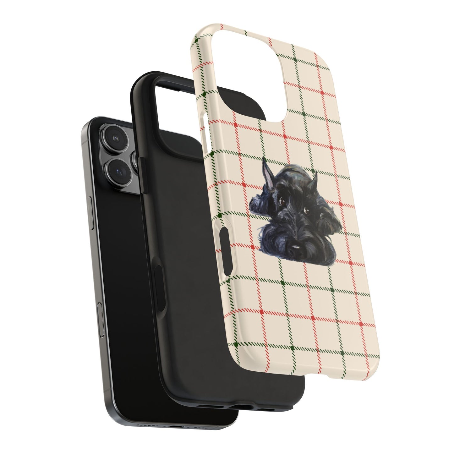 Scottish Terrier Phone Case, Tough Cases, Scottie Dog Phone Cover, Gift for Dog Lovers, Plaid Design