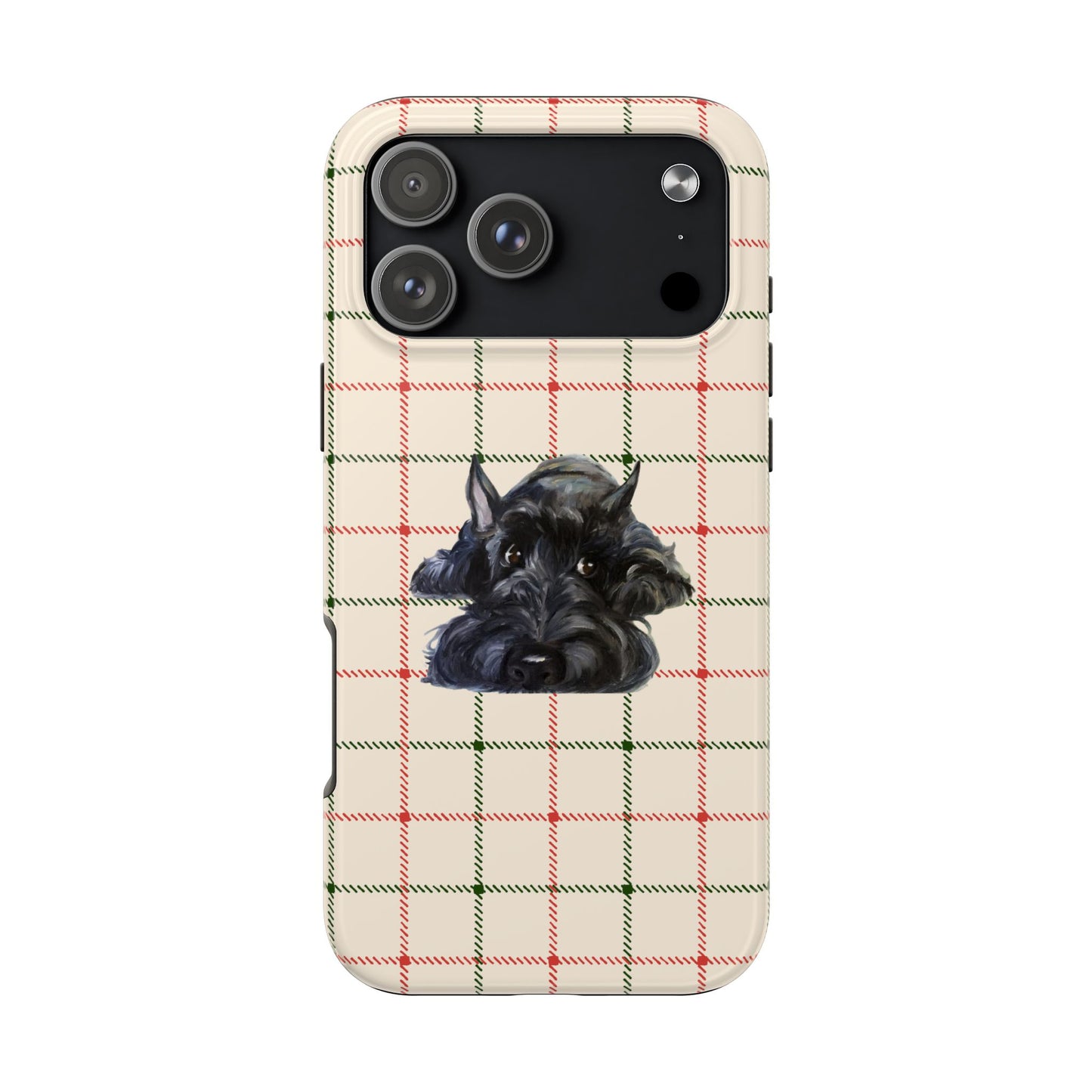 Scottish Terrier Phone Case, Tough Cases, Scottie Dog Phone Cover, Gift for Dog Lovers, Plaid Design