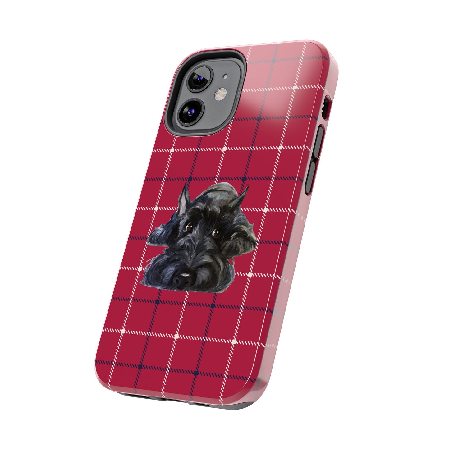Scottish Terrier Phone Case, Tough Cases, Scottie Dog Phone Cover, Gift for Dog Lovers, Plaid Design