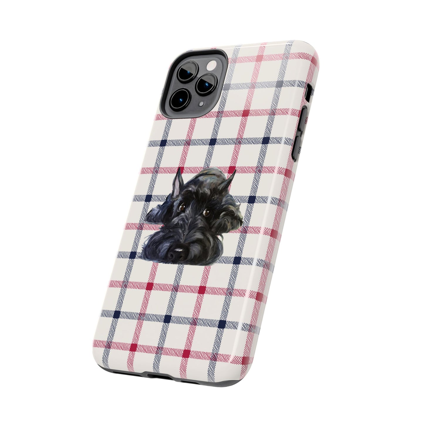 Scottish Terrier Phone Case, Tough Cases, Scottie Dog Phone Cover, Gift for Dog Lovers, Plaid Design