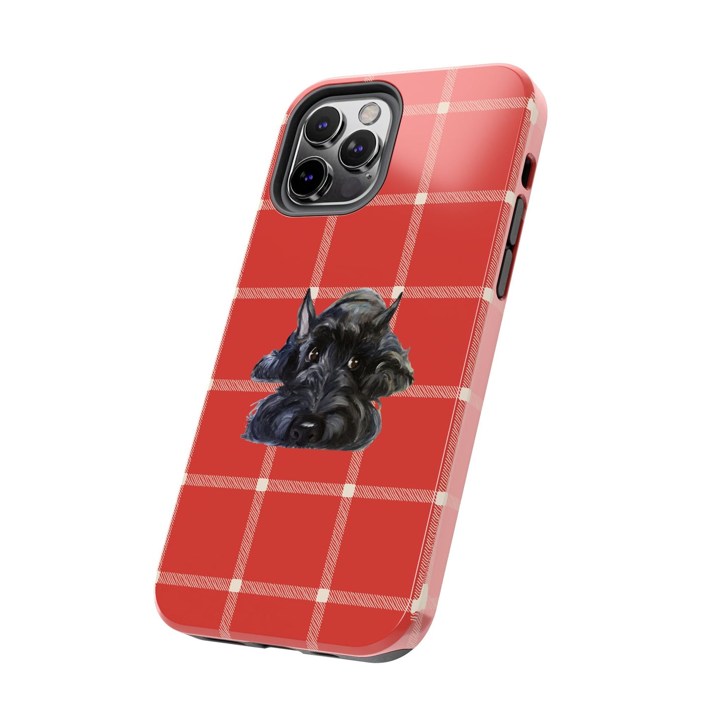 Scottish Terrier Phone Case, Tough Cases, Scottie Dog Phone Cover, Gift for Dog Lovers, Plaid Design