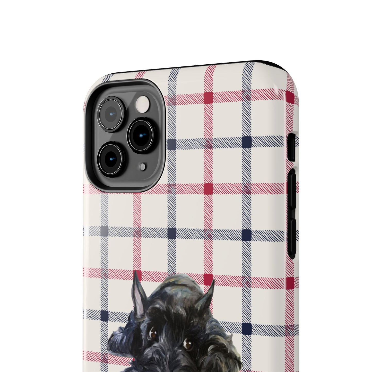 Scottish Terrier Phone Case, Tough Cases, Scottie Dog Phone Cover, Gift for Dog Lovers, Plaid Design
