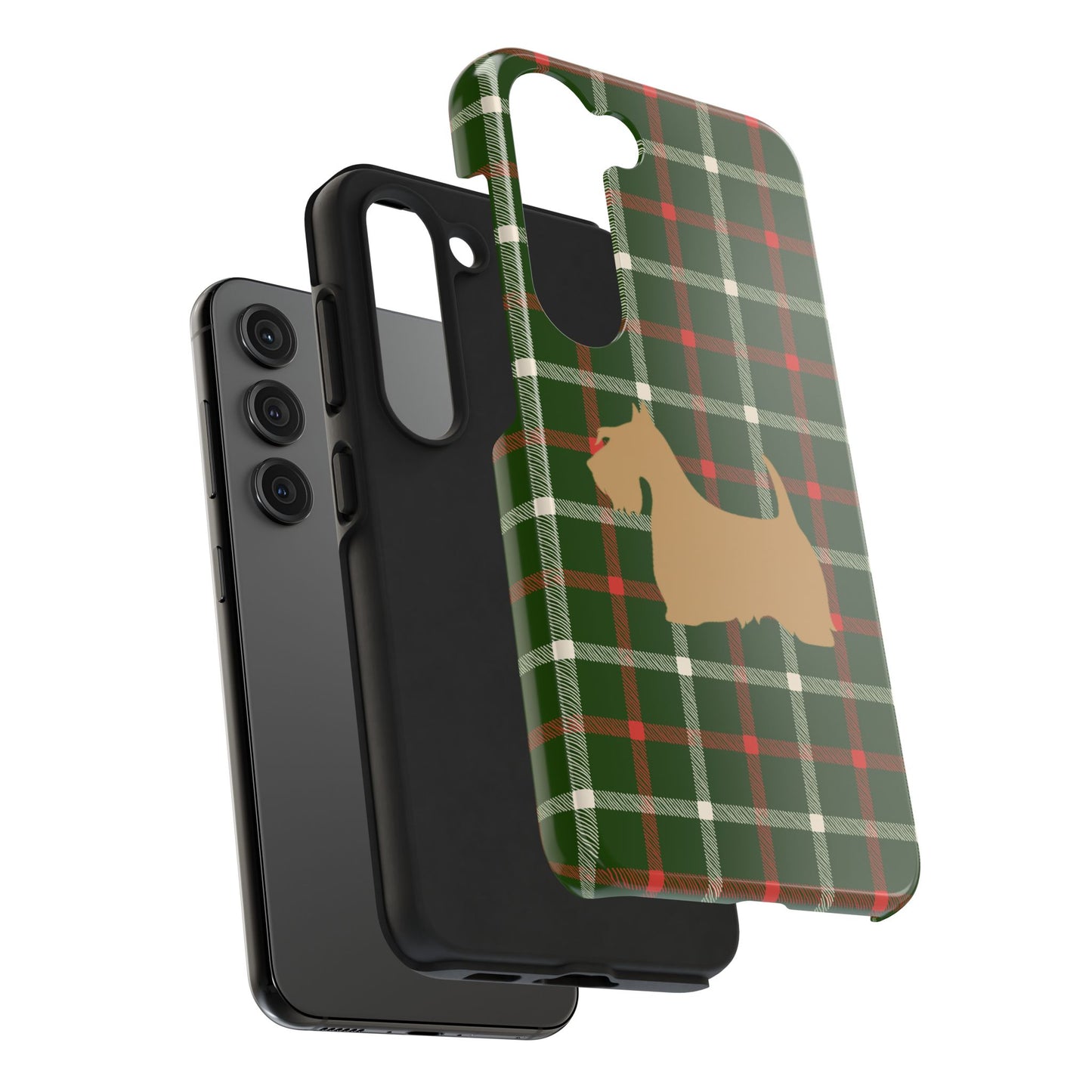 Scottish Terrier Phone Case, Tough Cases, Scottie Dog Phone Cover, Gift for Dog Lovers, Plaid Design