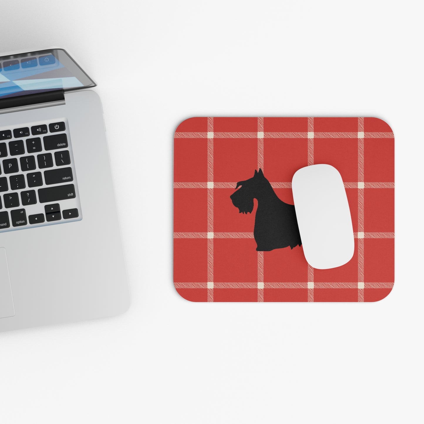 Scottish Terrier Plaid Dog Mouse Pad | Cute Dog Lover Gift | Office Decor | Stationery | Pet Themed Home Office Accessories | Animal Lover Merchandise