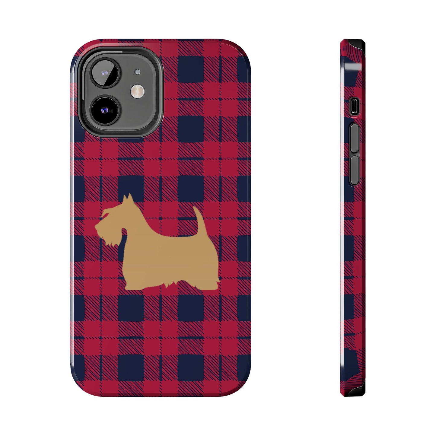 Scottish Terrier Phone Case, Tough Cases, Scottie Dog Phone Cover, Gift for Dog Lovers, Plaid Design