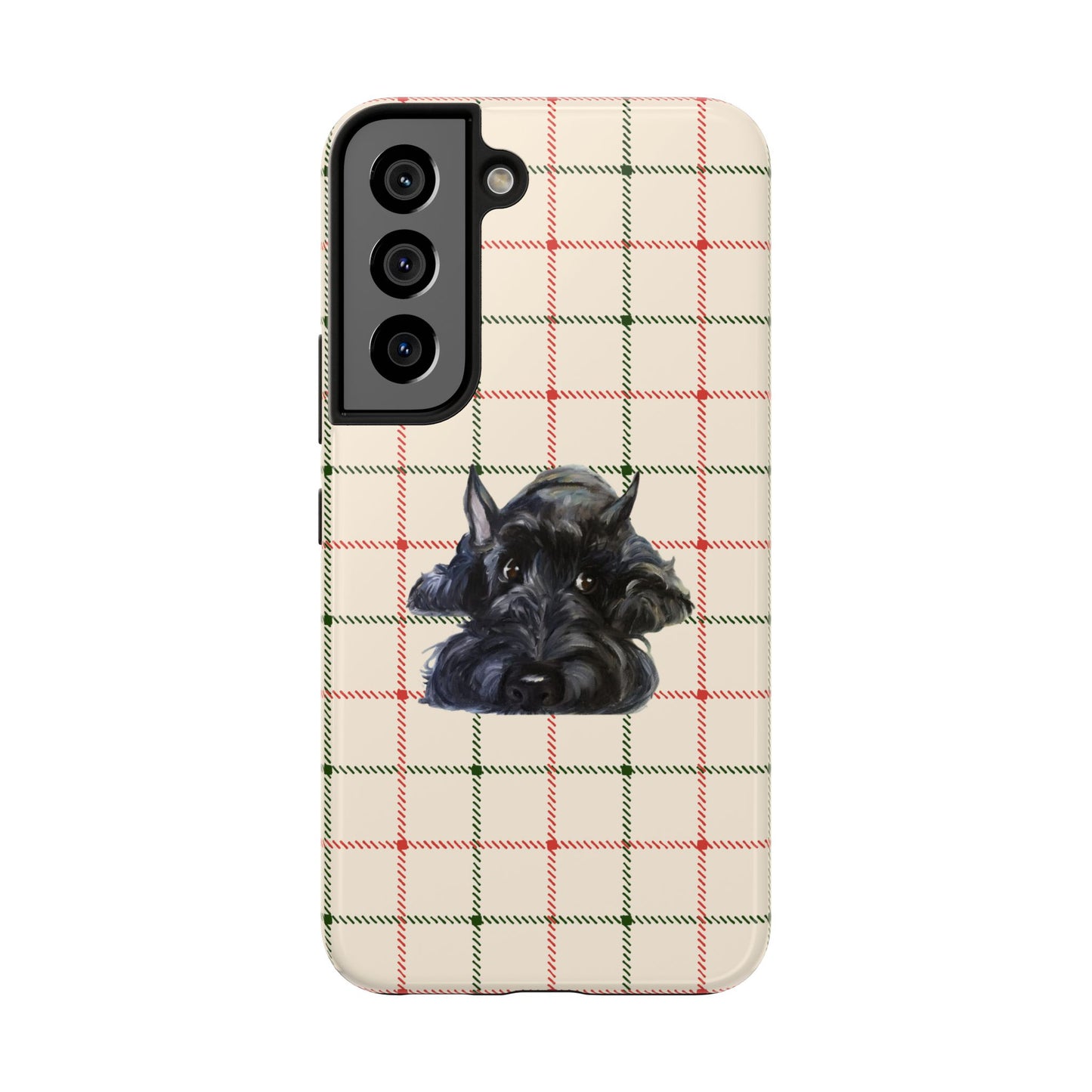 Scottish Terrier Phone Case, Tough Cases, Scottie Dog Phone Cover, Gift for Dog Lovers, Plaid Design