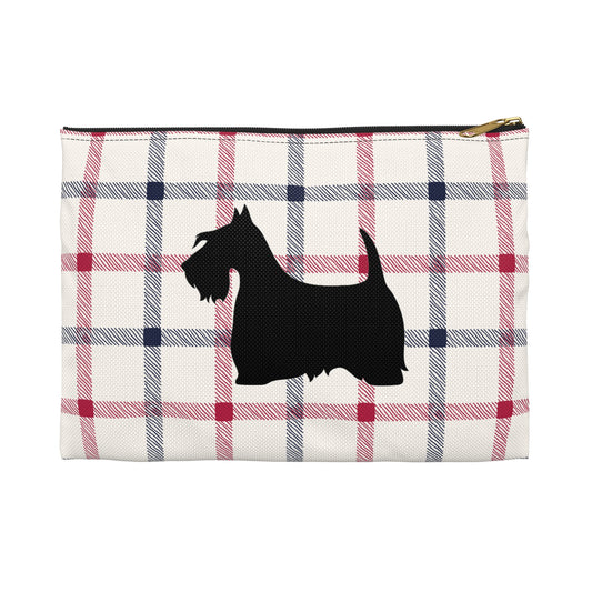 Scottish Terrier Accessory Pouch, Pet Lover Gift, Dog Travel Bag, Stylish Makeup Case, Plaid Organizer