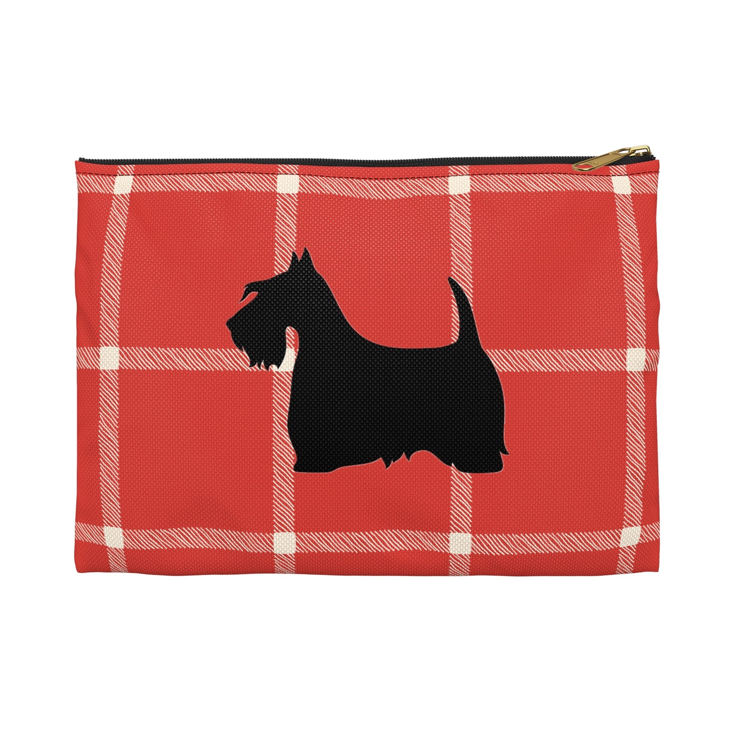 Scottish Terrier Accessory Pouch, Pet Lover Gift, Dog Travel Bag, Stylish Makeup Case, Plaid Organizer