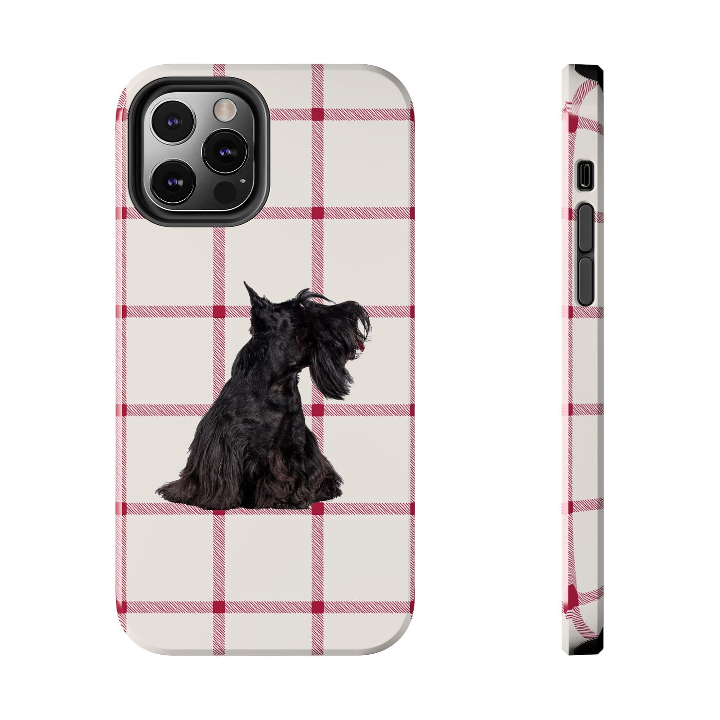 Scottish Terrier Phone Case, Tough Cases, Scottie Dog Phone Cover, Gift for Dog Lovers, Plaid Design