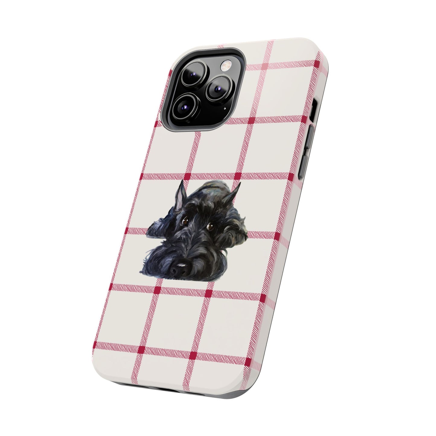 Scottish Terrier Phone Case, Tough Cases, Scottie Dog Phone Cover, Gift for Dog Lovers, Plaid Design