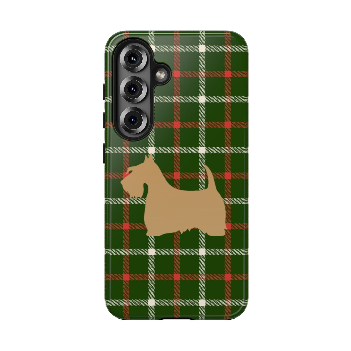 Scottish Terrier Phone Case, Tough Cases, Scottie Dog Phone Cover, Gift for Dog Lovers, Plaid Design