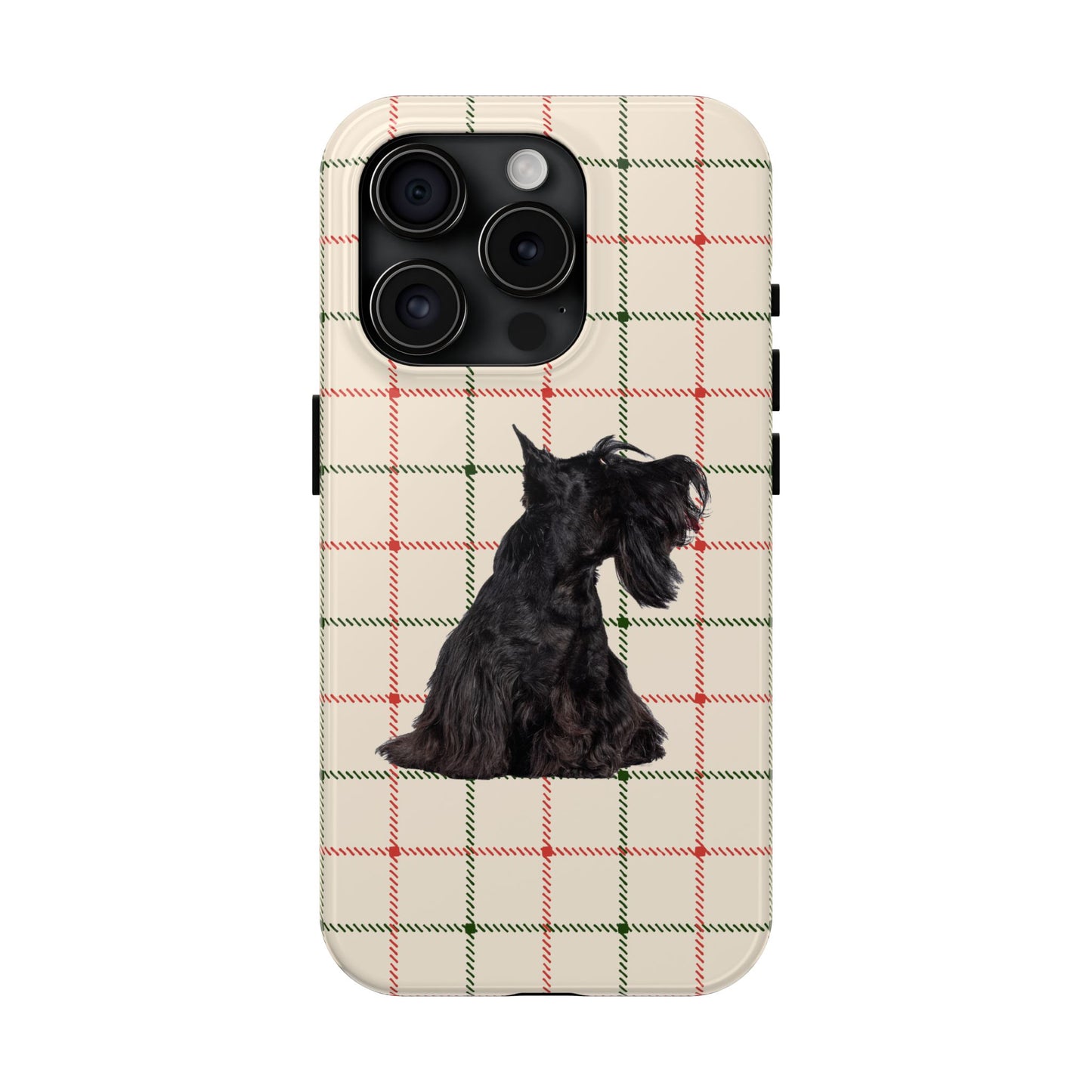 Scottish Terrier Phone Case, Tough Cases, Scottie Dog Phone Cover, Gift for Dog Lovers, Plaid Design