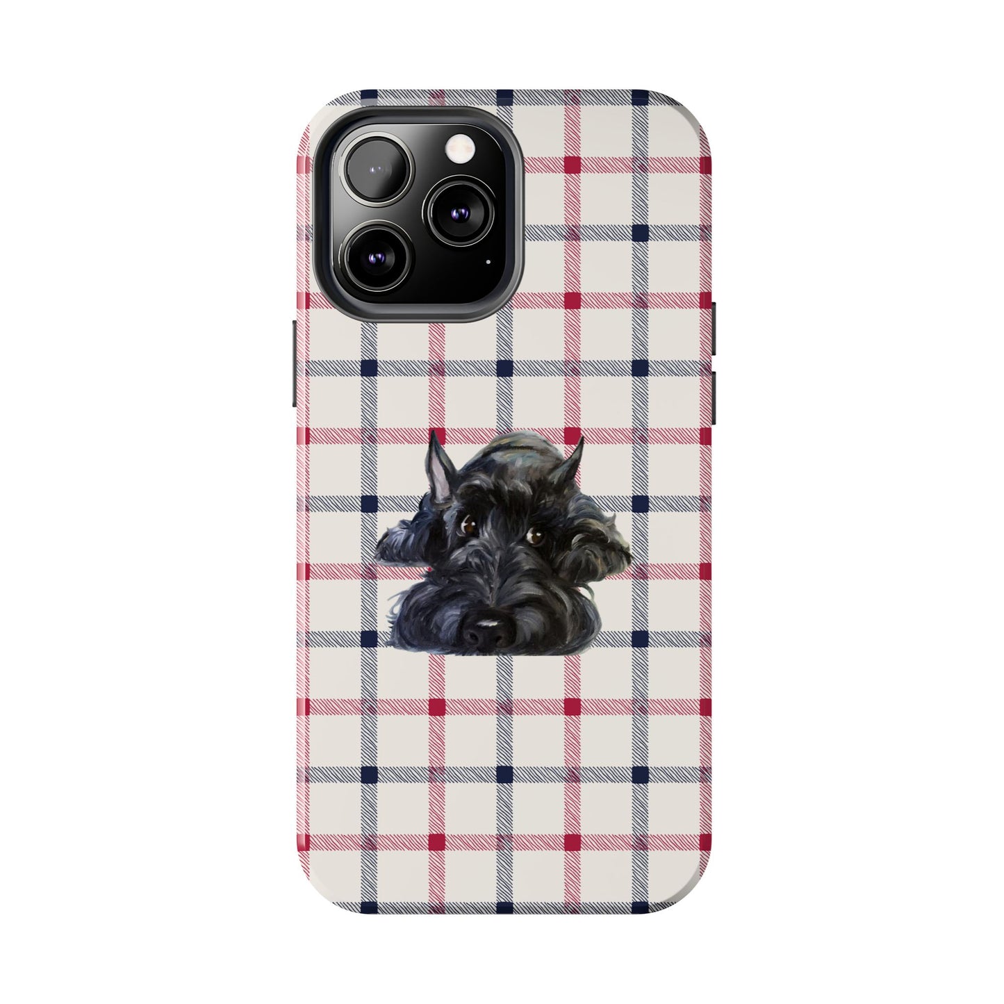 Scottish Terrier Phone Case, Tough Cases, Scottie Dog Phone Cover, Gift for Dog Lovers, Plaid Design