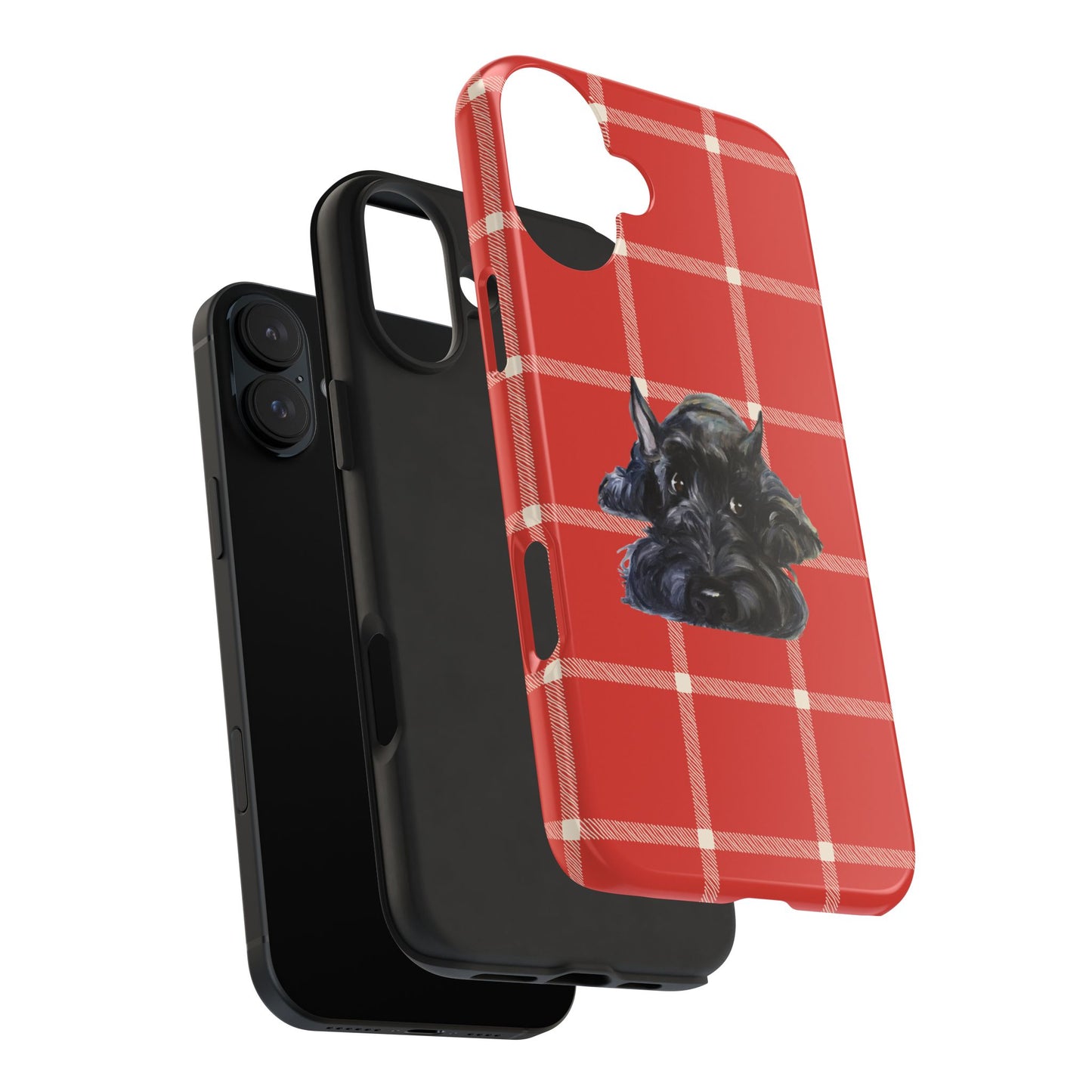 Scottish Terrier Phone Case, Tough Cases, Scottie Dog Phone Cover, Gift for Dog Lovers, Plaid Design