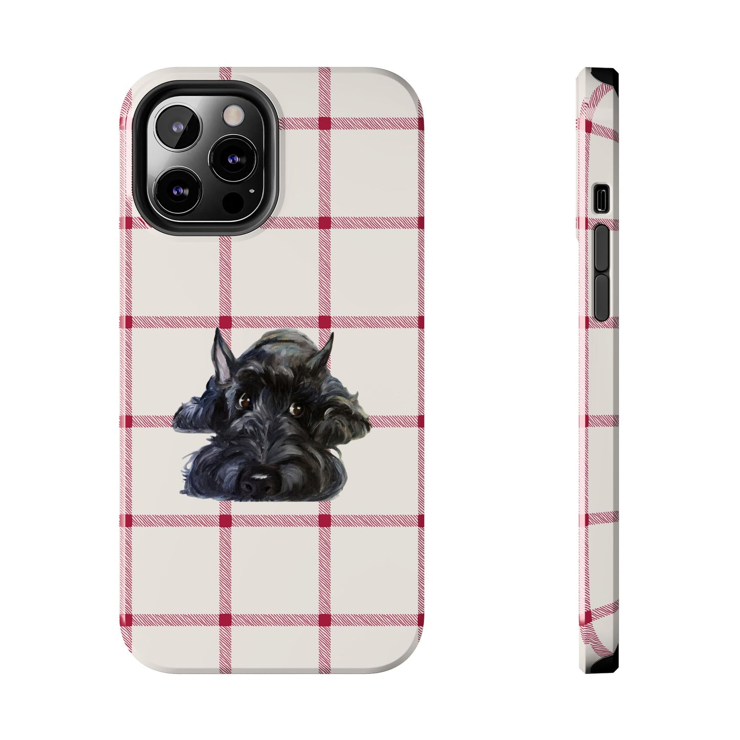 Scottish Terrier Phone Case, Tough Cases, Scottie Dog Phone Cover, Gift for Dog Lovers, Plaid Design