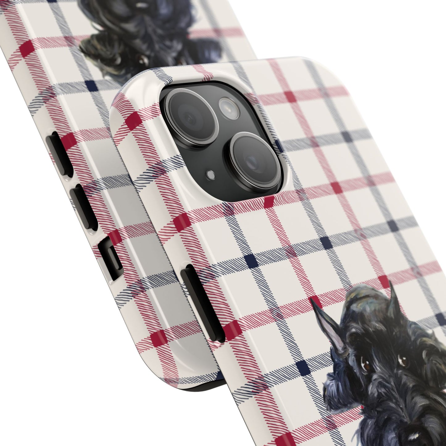 Scottish Terrier Phone Case, Tough Cases, Scottie Dog Phone Cover, Gift for Dog Lovers, Plaid Design