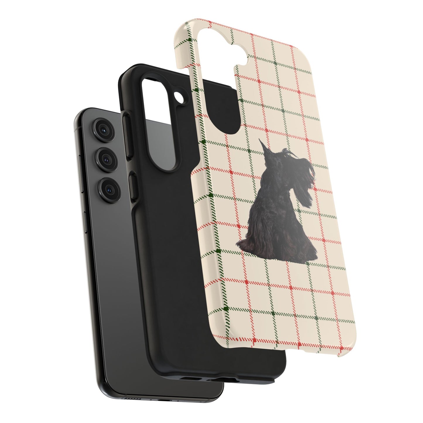 Scottish Terrier Phone Case, Tough Cases, Scottie Dog Phone Cover, Gift for Dog Lovers, Plaid Design