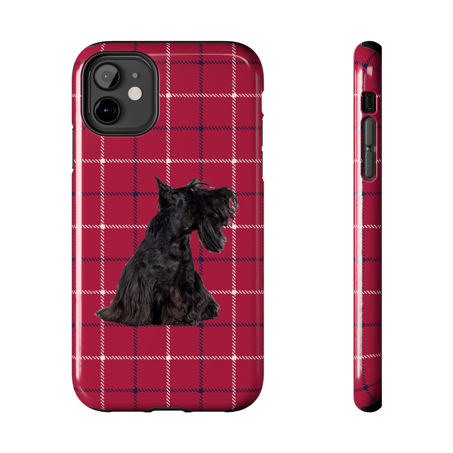 Scottish Terrier Phone Case, Tough Cases, Scottie Dog Phone Cover, Gift for Dog Lovers, Plaid Design