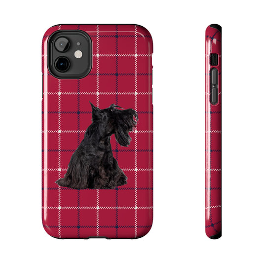Scottish Terrier Phone Case, Tough Cases, Scottie Dog Phone Cover, Gift for Dog Lovers, Plaid Design