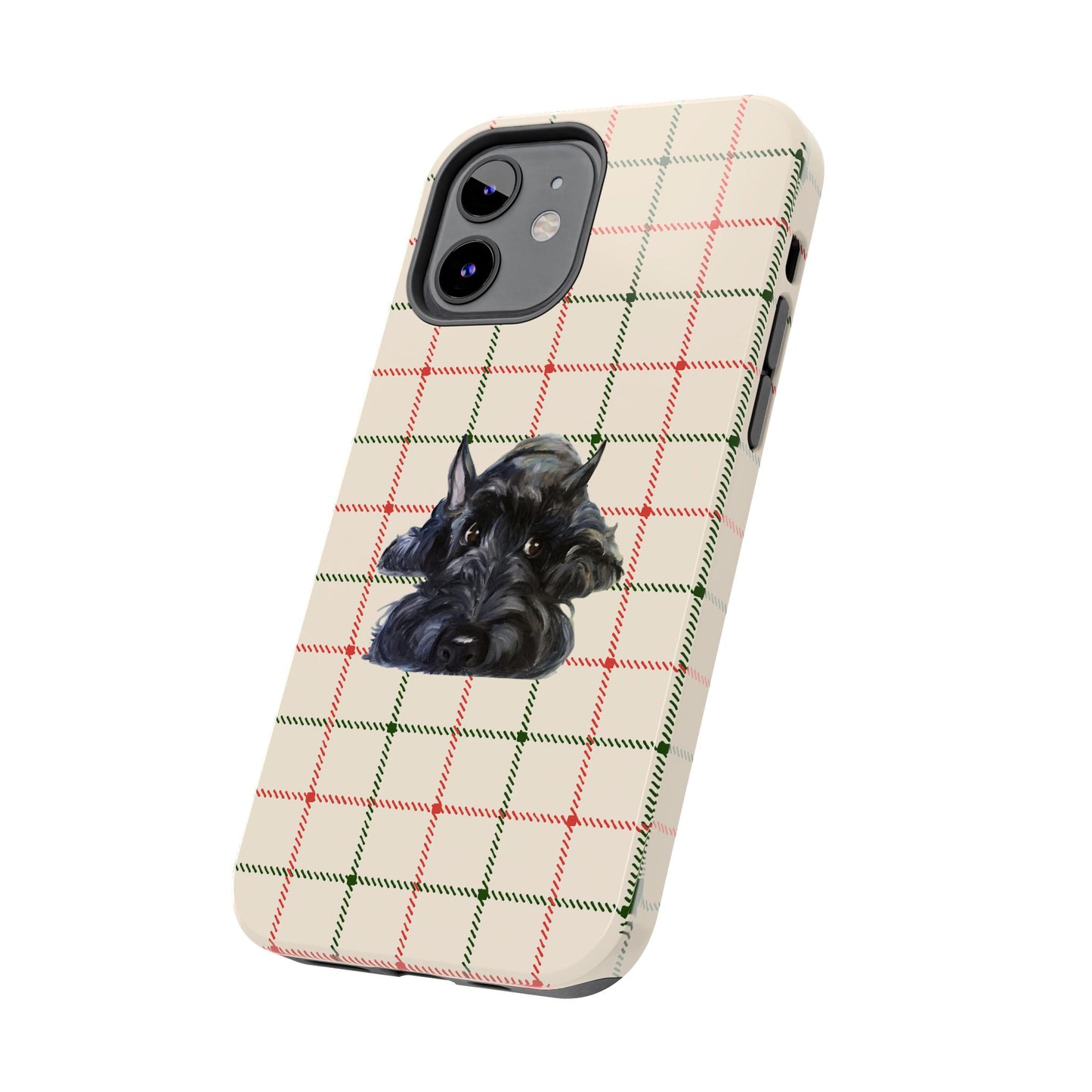 Scottish Terrier Phone Case, Tough Cases, Scottie Dog Phone Cover, Gift for Dog Lovers, Plaid Design