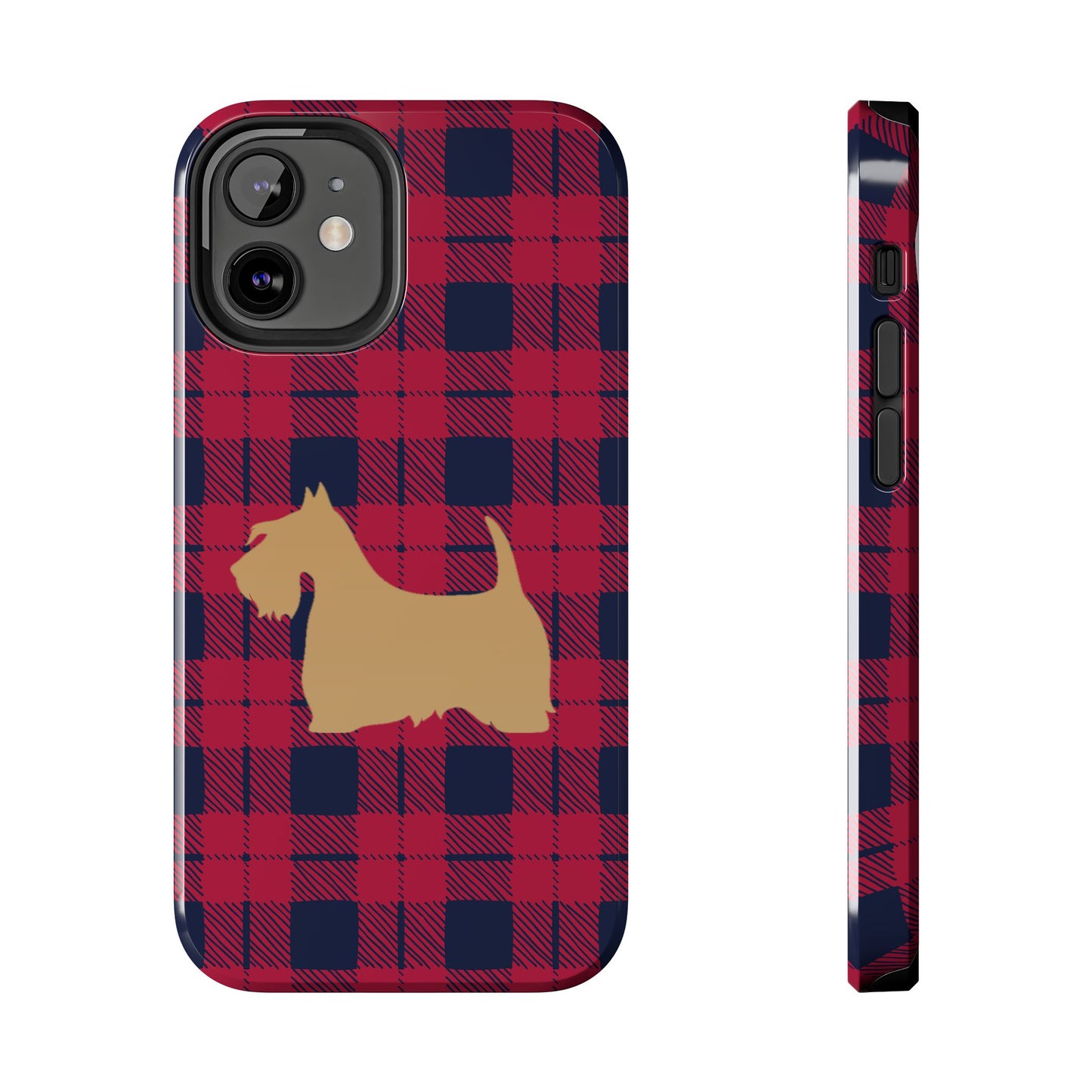 Scottish Terrier Phone Case, Tough Cases, Scottie Dog Phone Cover, Gift for Dog Lovers, Plaid Design