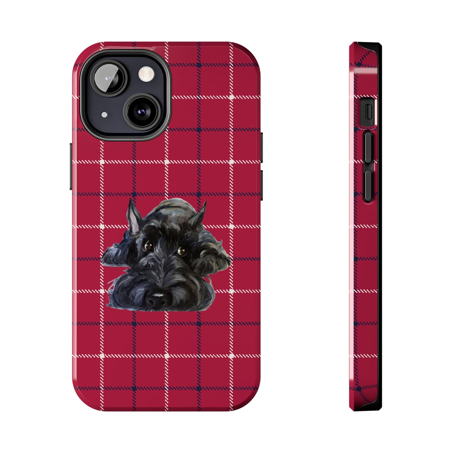 Scottish Terrier Phone Case, Tough Cases, Scottie Dog Phone Cover, Gift for Dog Lovers, Plaid Design