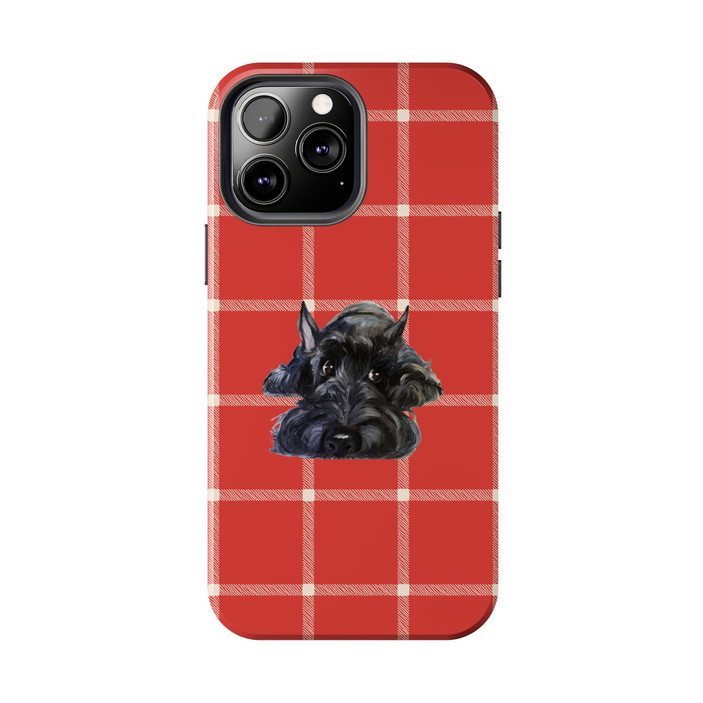 Scottish Terrier Phone Case, Tough Cases, Scottie Dog Phone Cover, Gift for Dog Lovers, Plaid Design