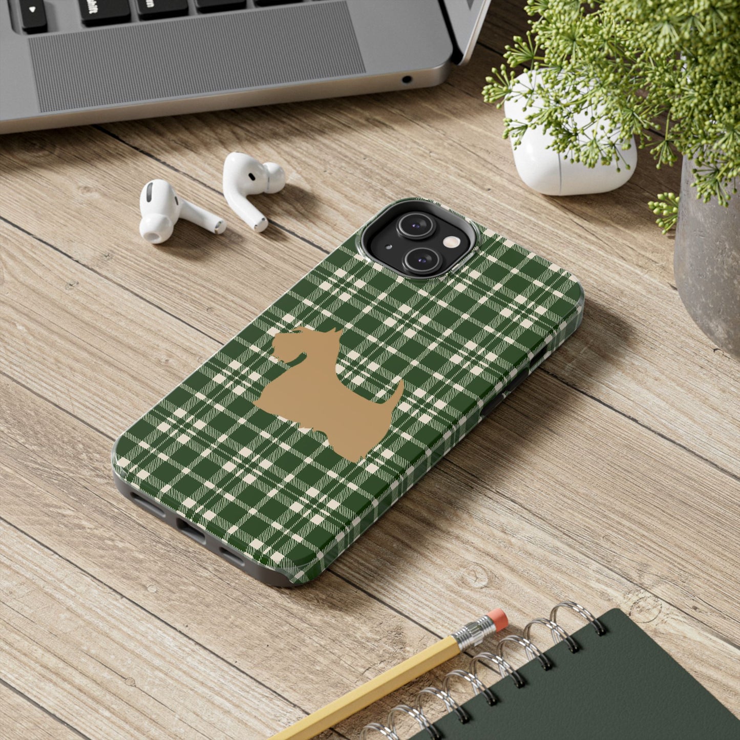 Scottish Terrier Phone Case, Tough Cases, Scottie Dog Phone Cover, Gift for Dog Lovers, Plaid Design