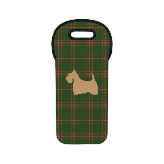 Plaid Wine Tote or Gift Bag with Scottish Terrier Design