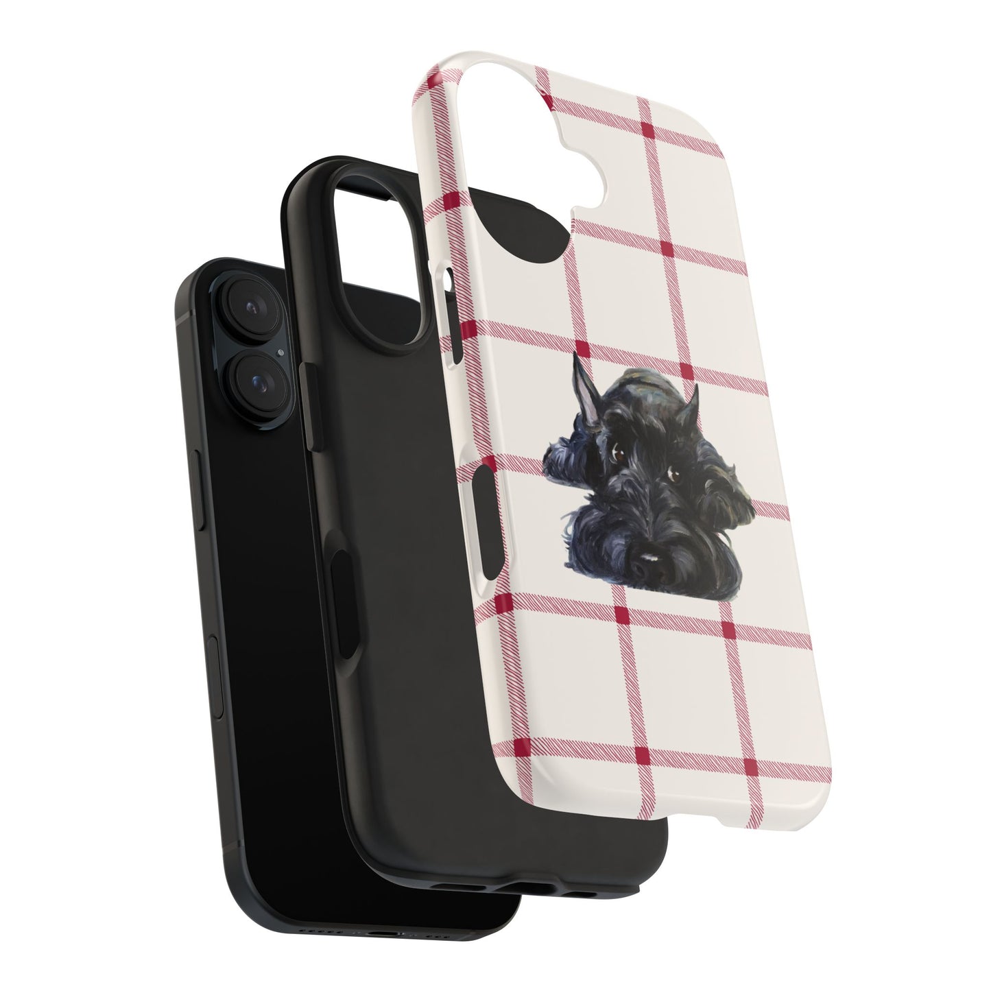 Scottish Terrier Phone Case, Tough Cases, Scottie Dog Phone Cover, Gift for Dog Lovers, Plaid Design