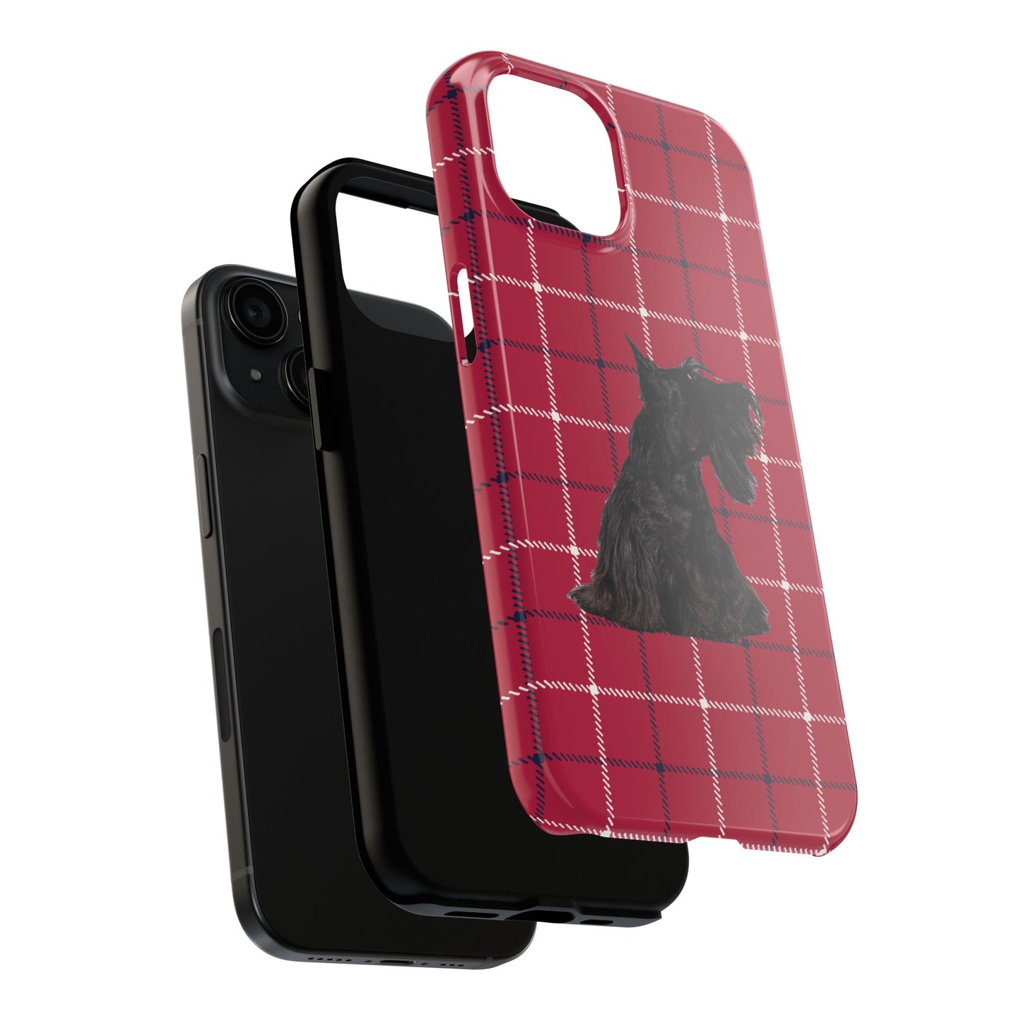 Scottish Terrier Phone Case, Tough Cases, Scottie Dog Phone Cover, Gift for Dog Lovers, Plaid Design