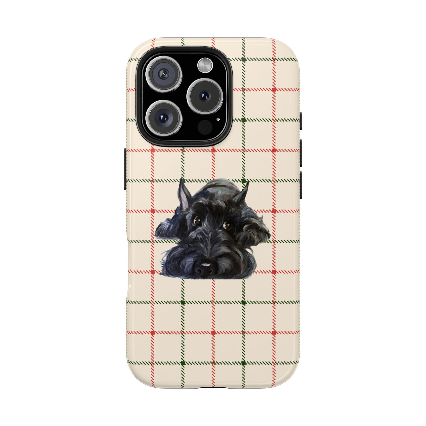 Scottish Terrier Phone Case, Tough Cases, Scottie Dog Phone Cover, Gift for Dog Lovers, Plaid Design