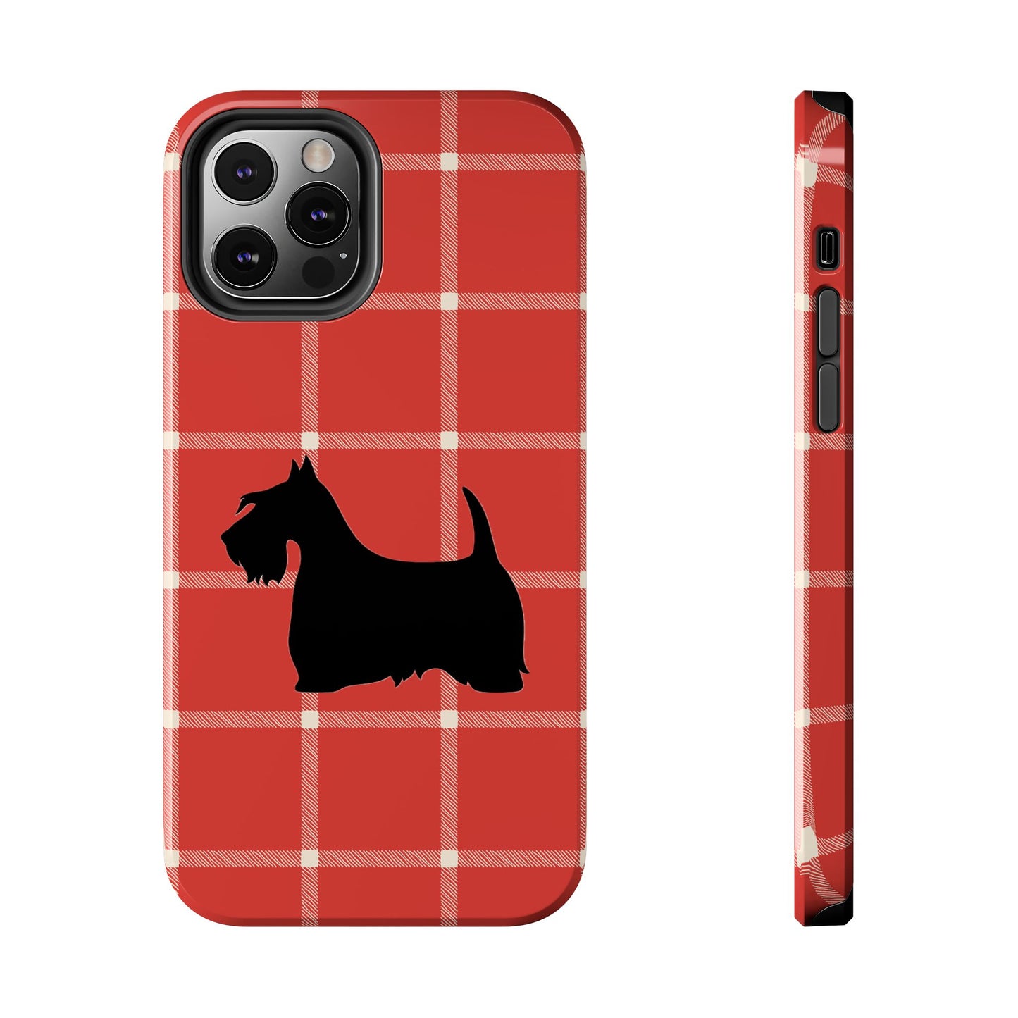 Scottish Terrier Phone Case, Tough Cases, Scottie Dog Phone Cover, Gift for Dog Lovers, Plaid Design