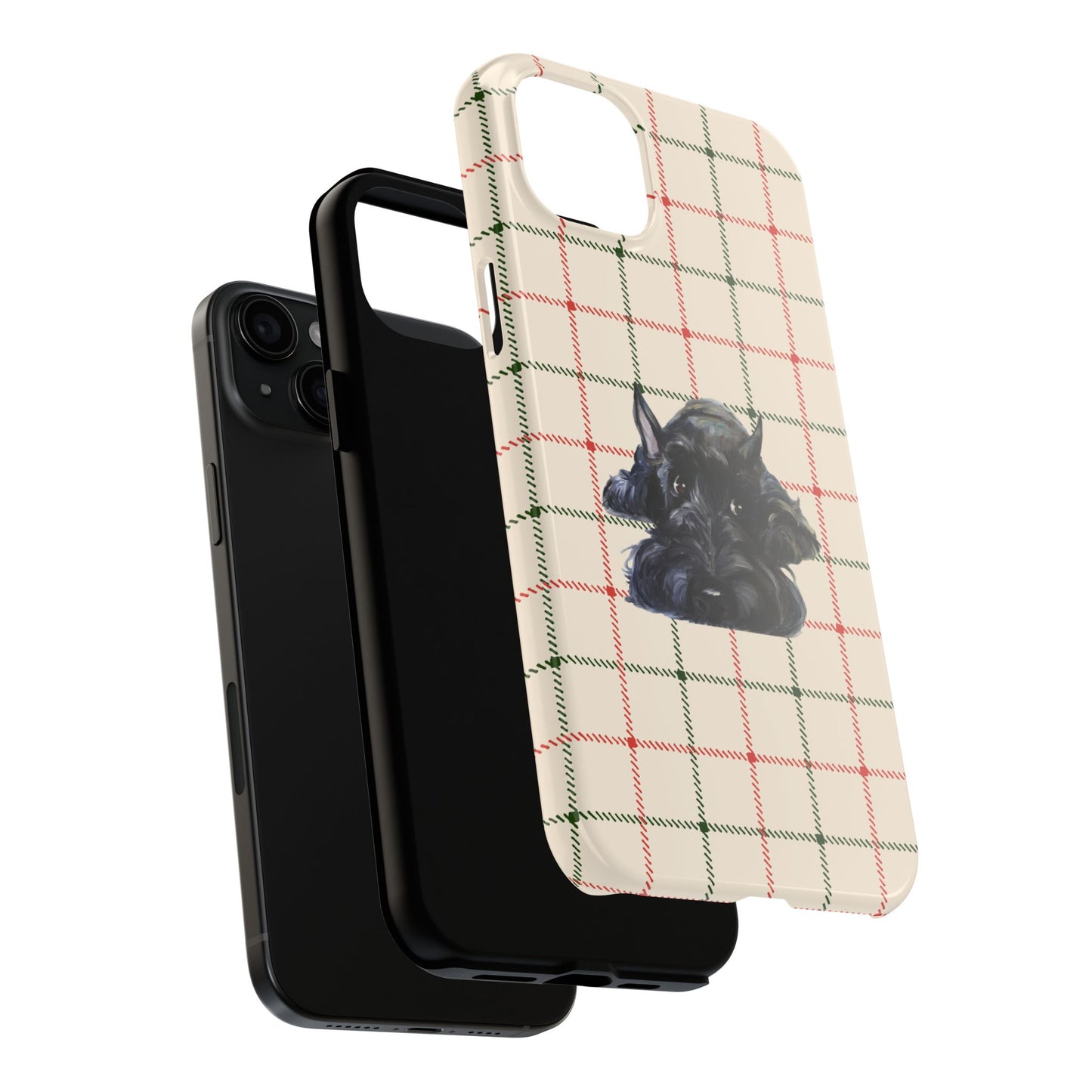 Scottish Terrier Phone Case, Tough Cases, Scottie Dog Phone Cover, Gift for Dog Lovers, Plaid Design