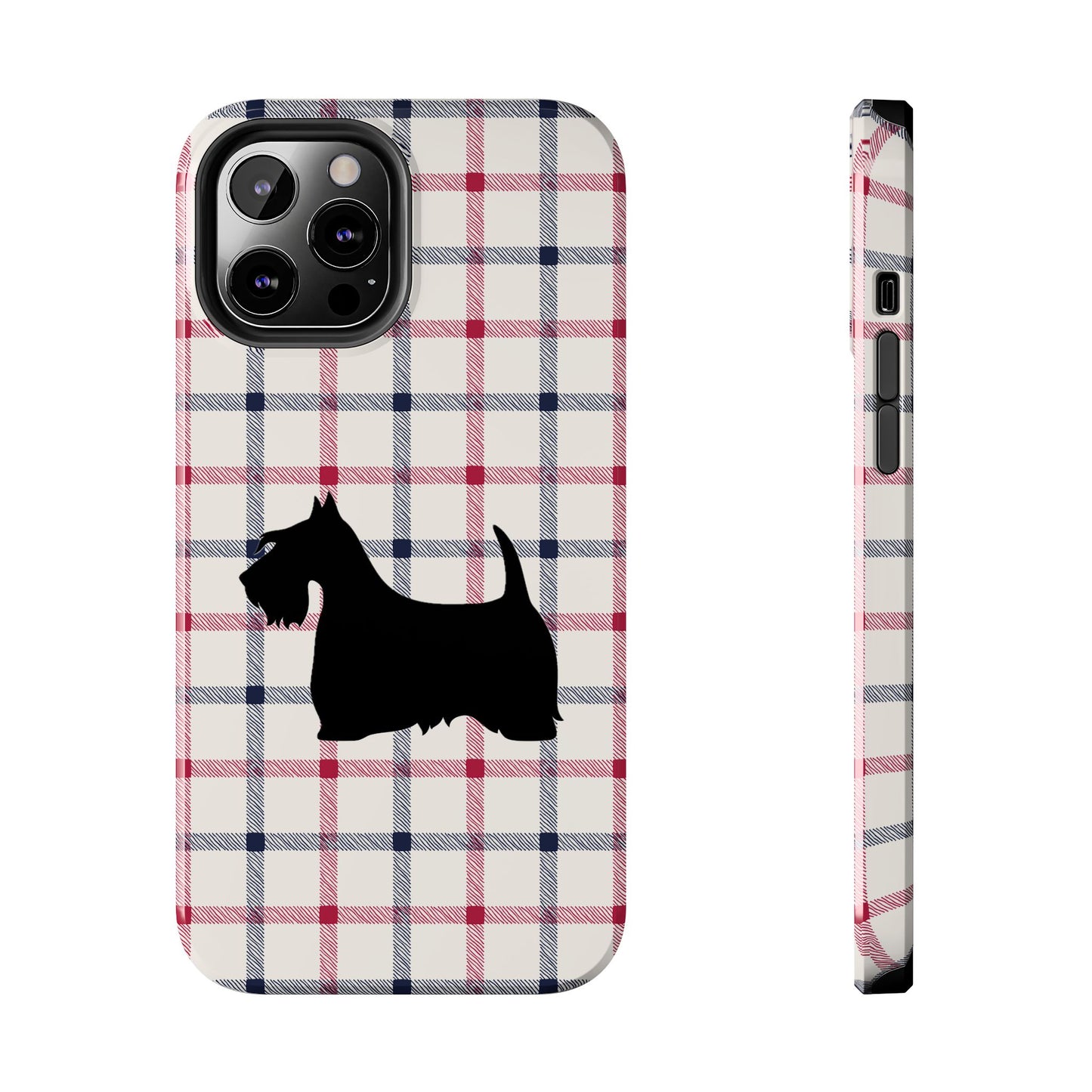 Scottish Terrier Phone Case, Tough Cases, Scottie Dog Phone Cover, Gift for Dog Lovers, Plaid Design