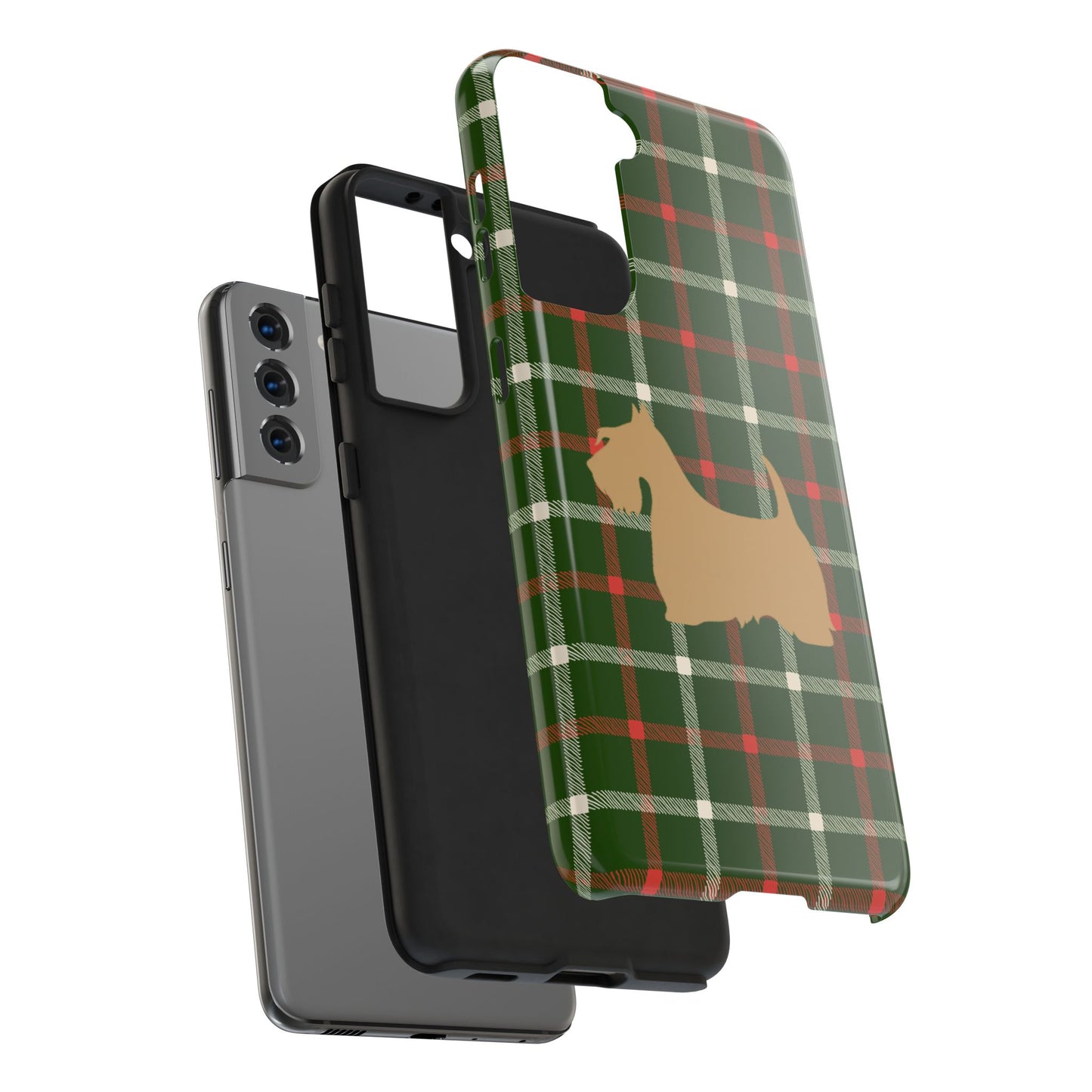 Scottish Terrier Phone Case, Tough Cases, Scottie Dog Phone Cover, Gift for Dog Lovers, Plaid Design
