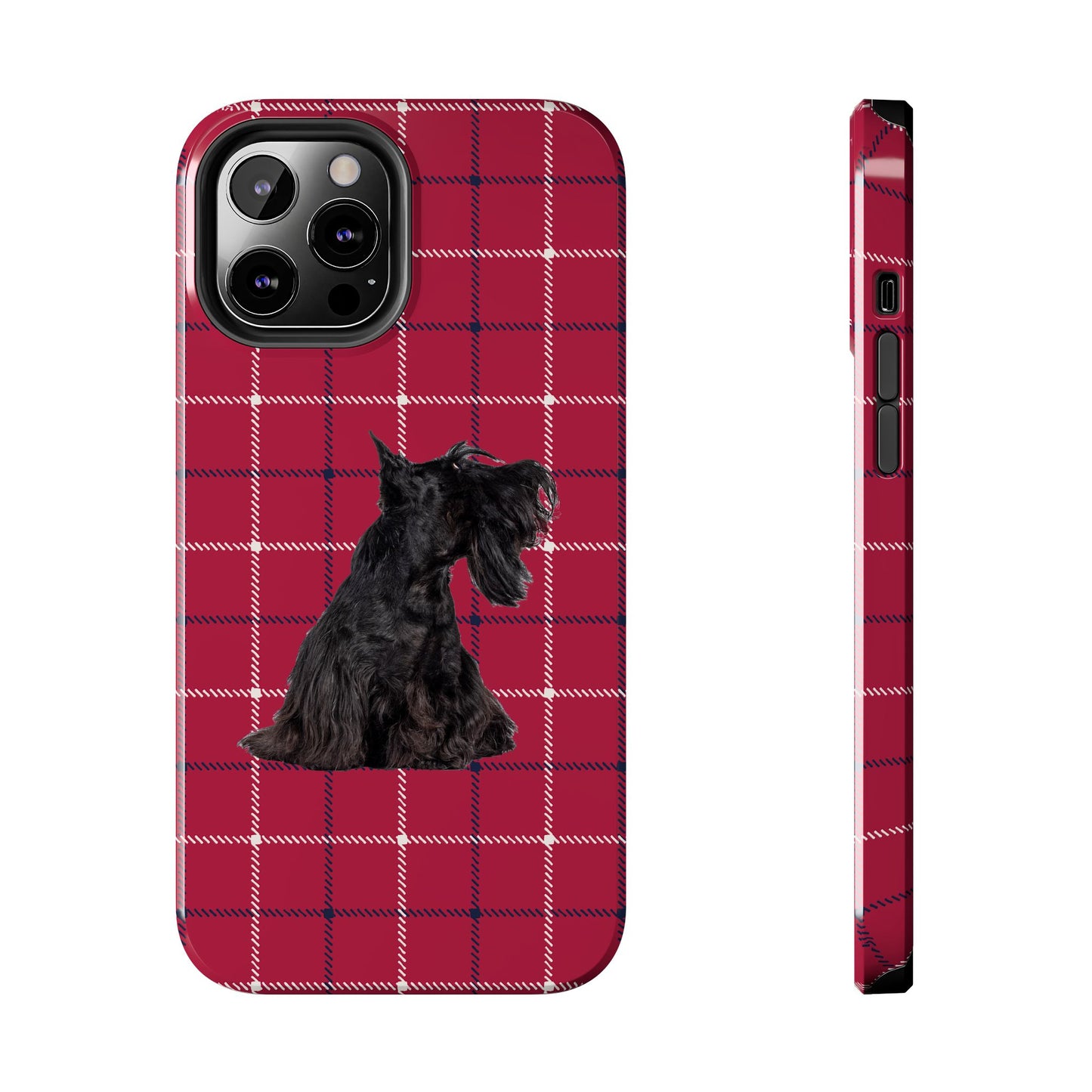 Scottish Terrier Phone Case, Tough Cases, Scottie Dog Phone Cover, Gift for Dog Lovers, Plaid Design