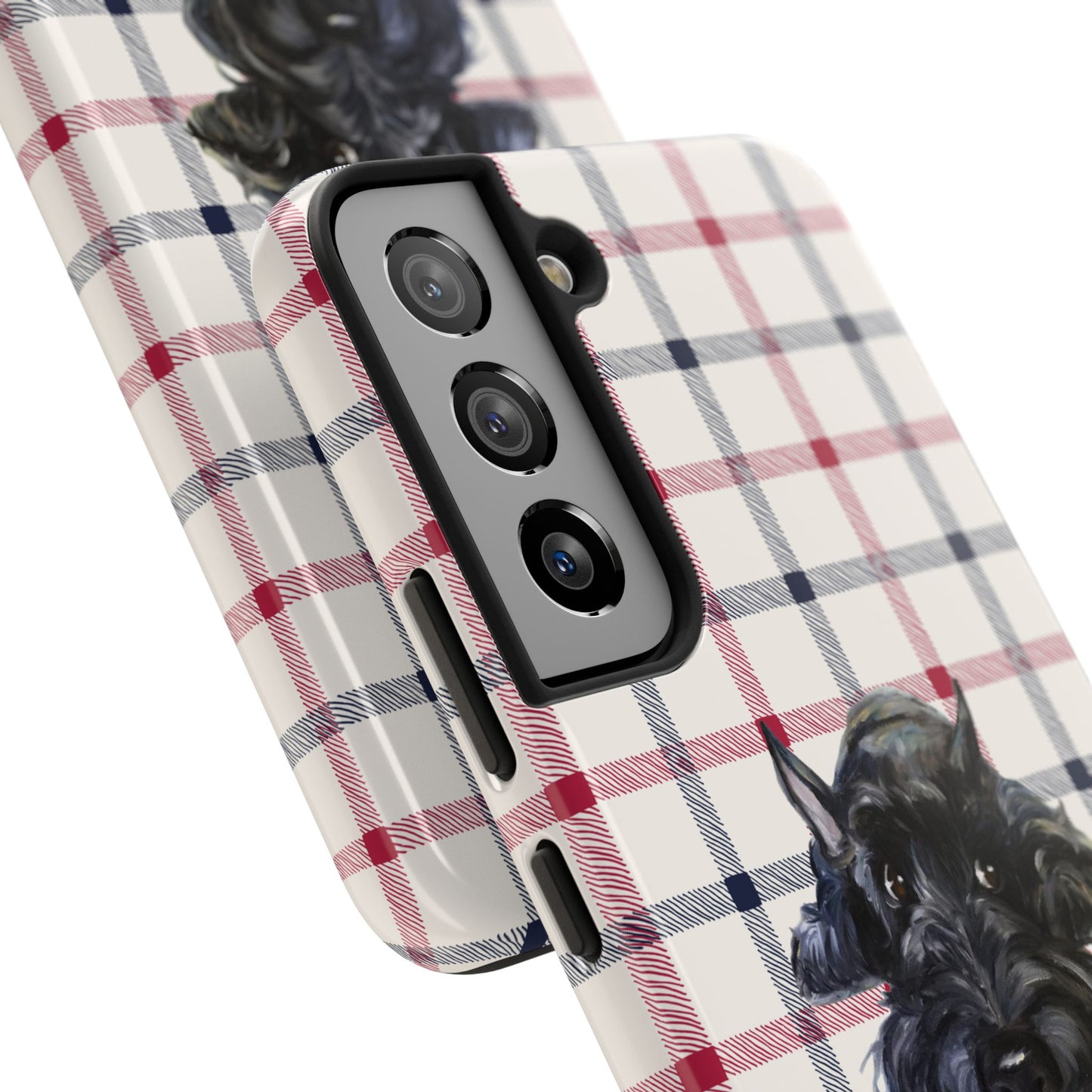 Scottish Terrier Phone Case, Tough Cases, Scottie Dog Phone Cover, Gift for Dog Lovers, Plaid Design
