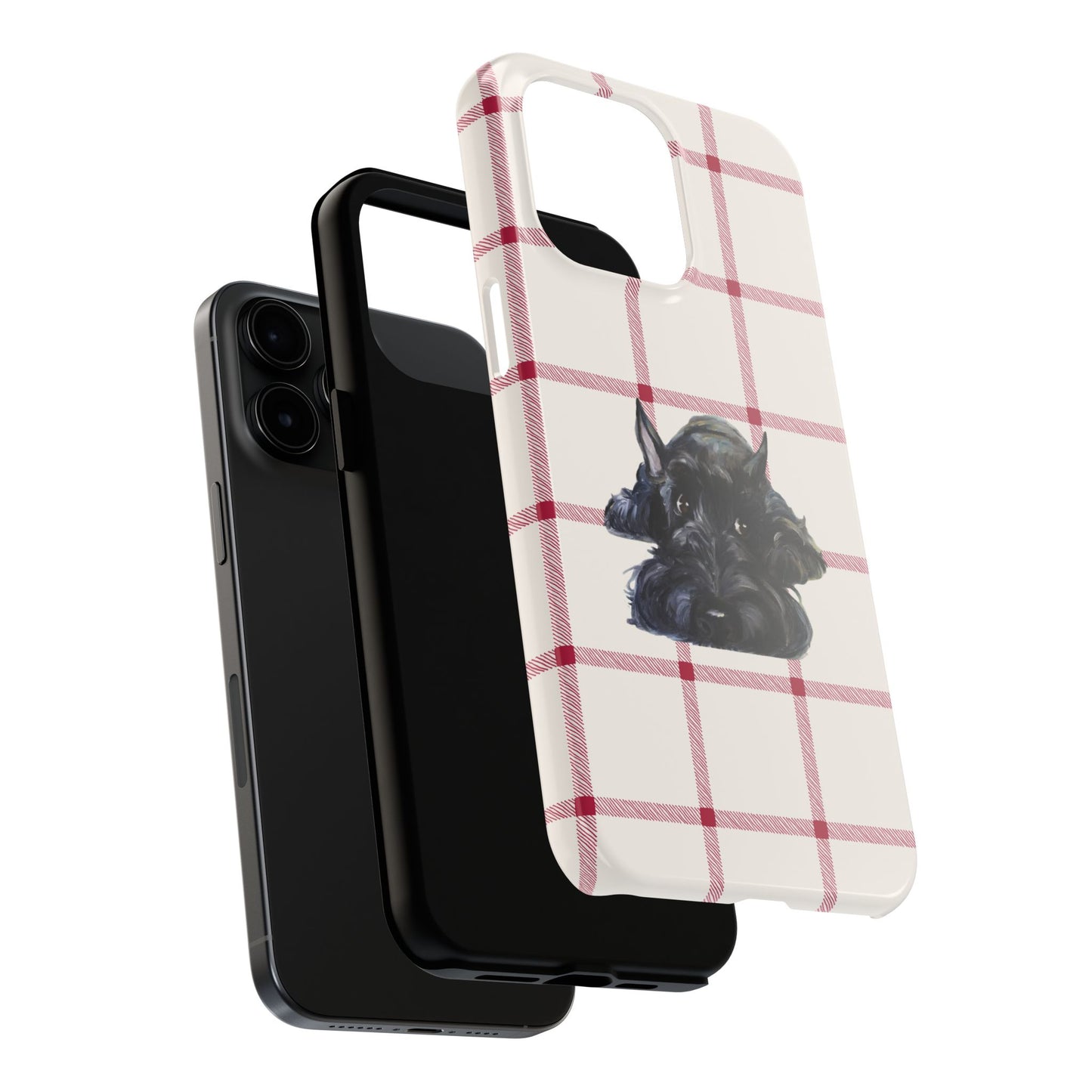 Scottish Terrier Phone Case, Tough Cases, Scottie Dog Phone Cover, Gift for Dog Lovers, Plaid Design