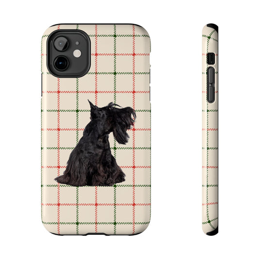 Scottish Terrier Phone Case, Tough Cases, Scottie Dog Phone Cover, Gift for Dog Lovers, Plaid Design
