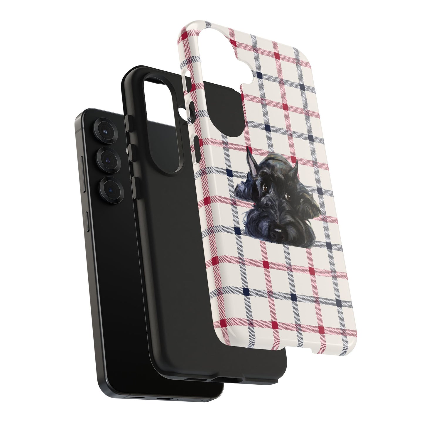 Scottish Terrier Phone Case, Tough Cases, Scottie Dog Phone Cover, Gift for Dog Lovers, Plaid Design