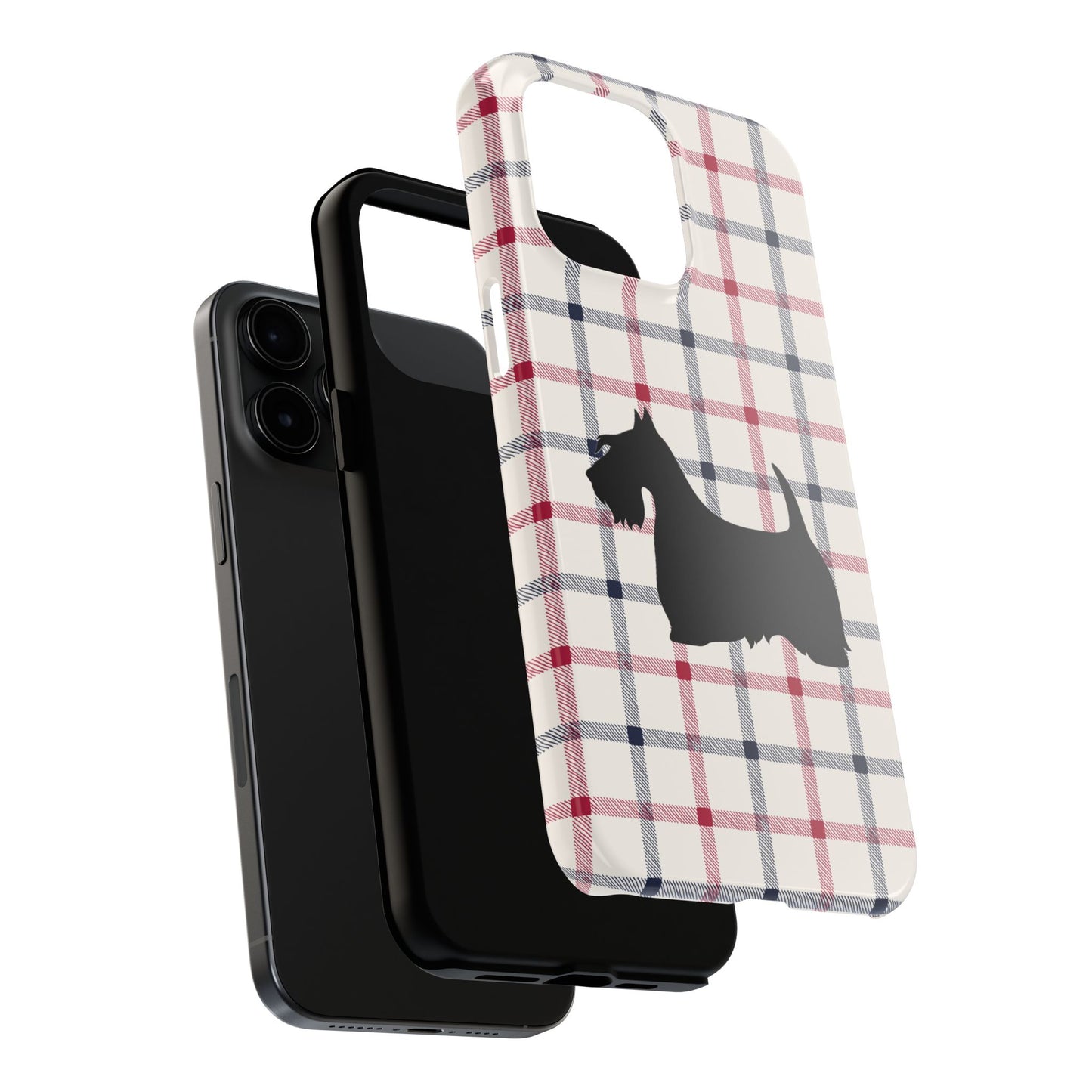 Scottish Terrier Phone Case, Tough Cases, Scottie Dog Phone Cover, Gift for Dog Lovers, Plaid Design