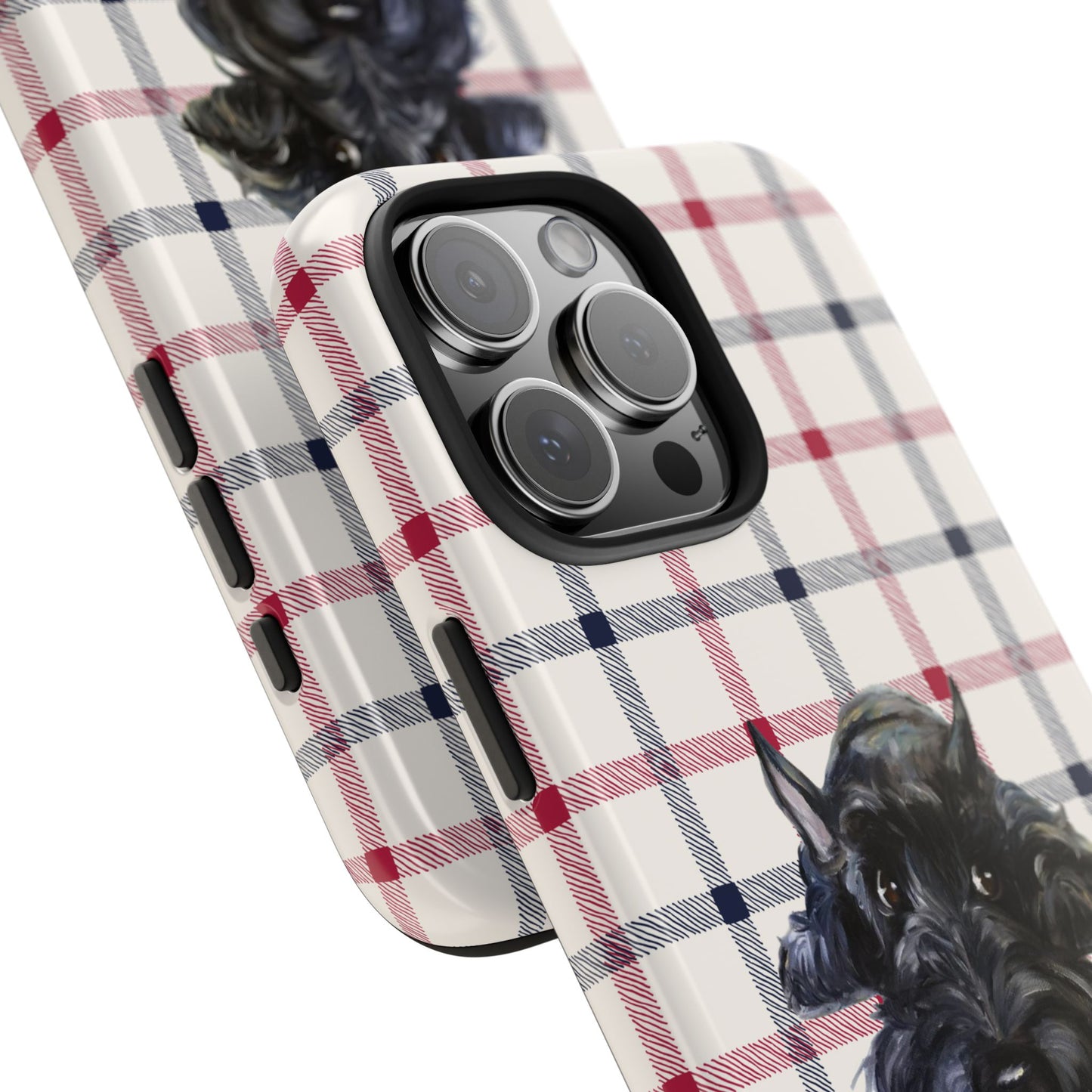 Scottish Terrier Phone Case, Tough Cases, Scottie Dog Phone Cover, Gift for Dog Lovers, Plaid Design
