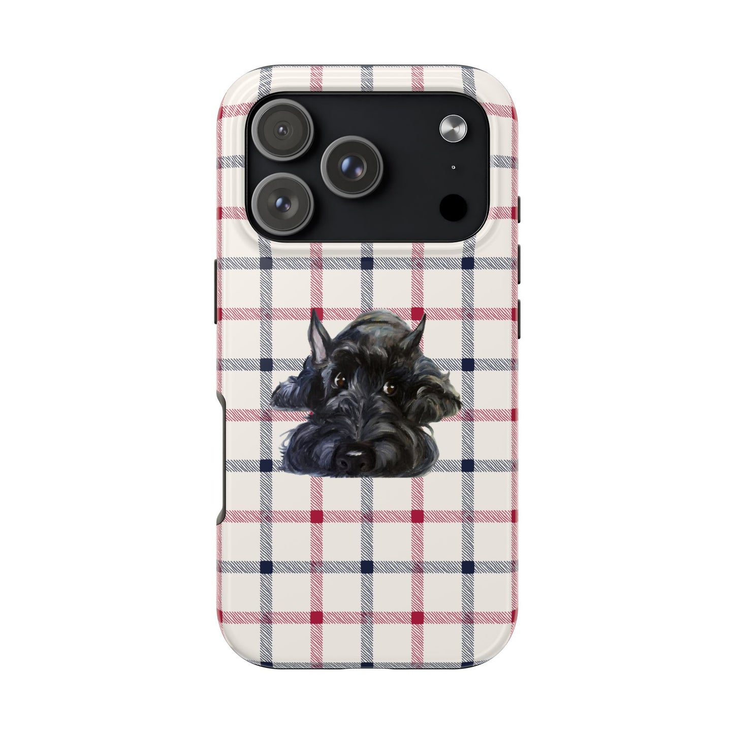 Scottish Terrier Phone Case, Tough Cases, Scottie Dog Phone Cover, Gift for Dog Lovers, Plaid Design
