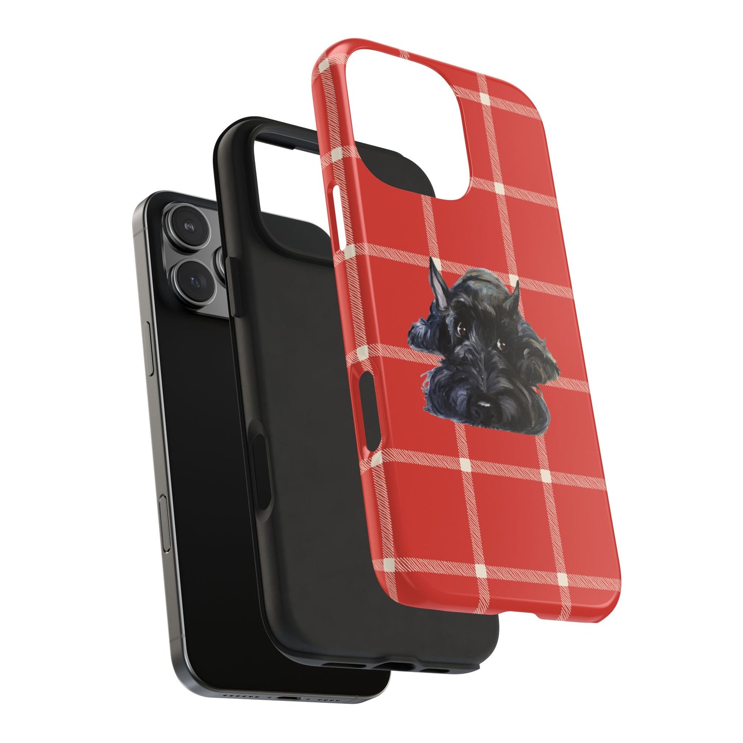Scottish Terrier Phone Case, Tough Cases, Scottie Dog Phone Cover, Gift for Dog Lovers, Plaid Design