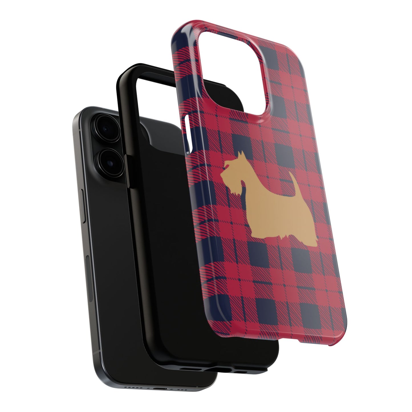 Scottish Terrier Phone Case, Tough Cases, Scottie Dog Phone Cover, Gift for Dog Lovers, Plaid Design