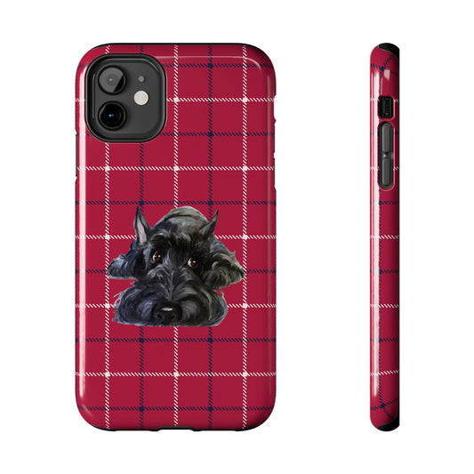 Scottish Terrier Phone Case, Tough Cases, Scottie Dog Phone Cover, Gift for Dog Lovers, Plaid Design