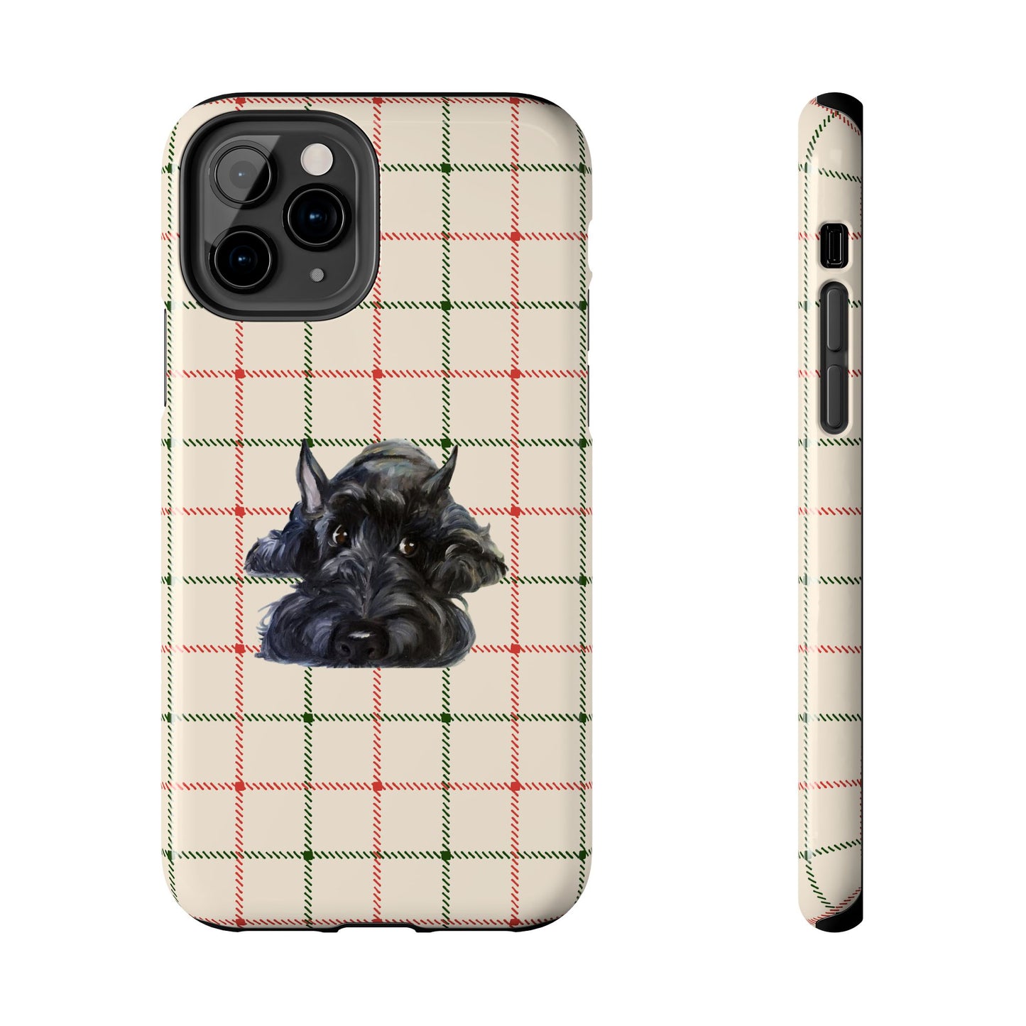 Scottish Terrier Phone Case, Tough Cases, Scottie Dog Phone Cover, Gift for Dog Lovers, Plaid Design