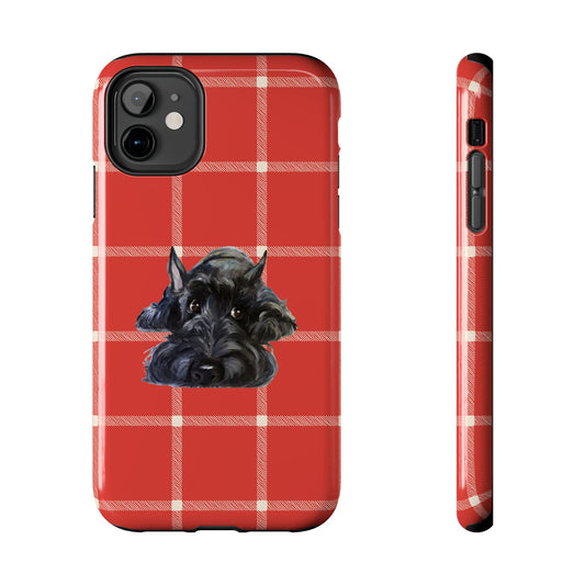 Scottish Terrier Phone Case, Tough Cases, Scottie Dog Phone Cover, Gift for Dog Lovers, Plaid Design